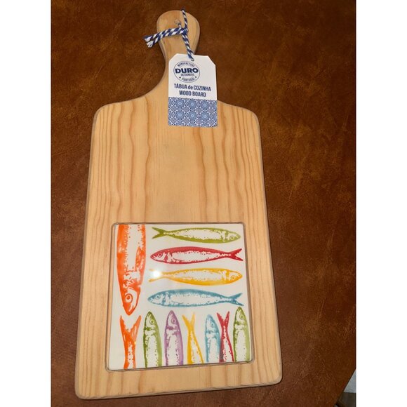 Duro Portugal Wood Cutting Board With Colorful Fish Design - Picture 1 of 6